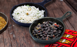 Black Beans and Rice with Cilantro leaves